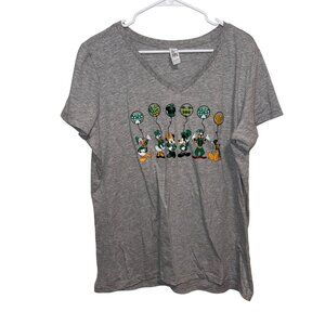 St. Patricks Day Mickey & Friends Gray V-Neck T-Shirt XXL